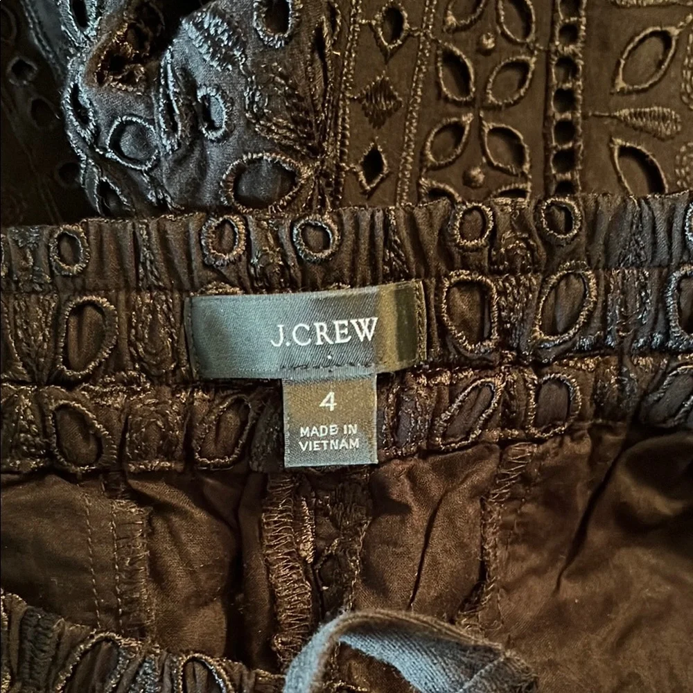 J. Crew Black Embroidered Eyelet High Waisted Pull-On Ankle Pant